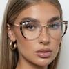 Metal Pc Splicing Flat Glasses Women, Fashion Ins Anti-blue Glasses, Spring Legs, European and American Cat Eye Trend Glasses Frame