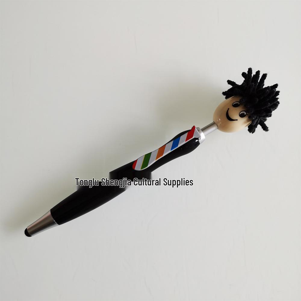 Christmas Cartoon Plush Doll Smiley Face Ballpoint Pen
