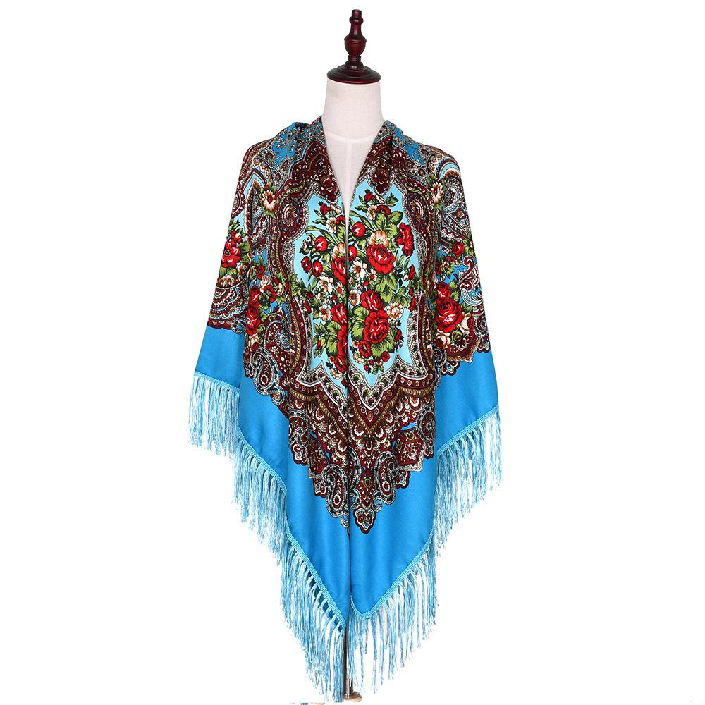 160*160Cm Women Russian Scarf Luxury Floral Print Scarves Wraps Big Size Handkerchief Babushka Bandana Beach Travel Shawls