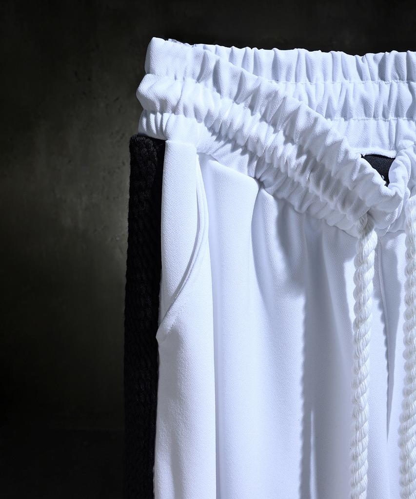 Kileutimuka Embroidered Black Rope Wide Pants White