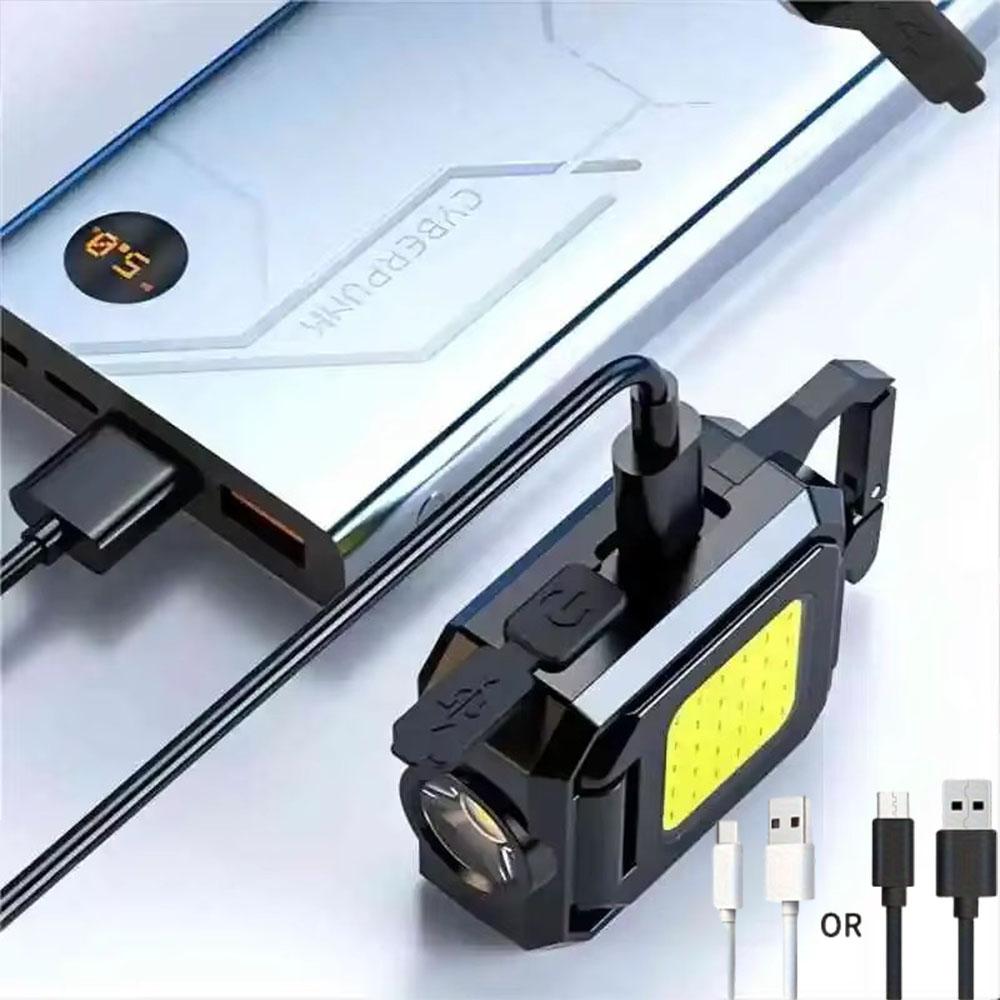 Mini XPE Work Light 1000LM COB LED Pocket Keychain Light USB Rechargeable Foldable Flashlight Waterproof For Outdoor Camping