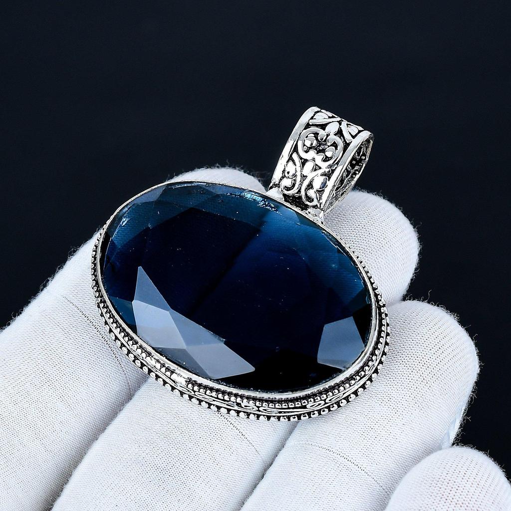 Indicolite Pendant, 925 Sterling Silver Handmade Jewelry, Indicolite Silver Pendant, Party Wear Jewelry For Women's, Pendant New Year Gift
