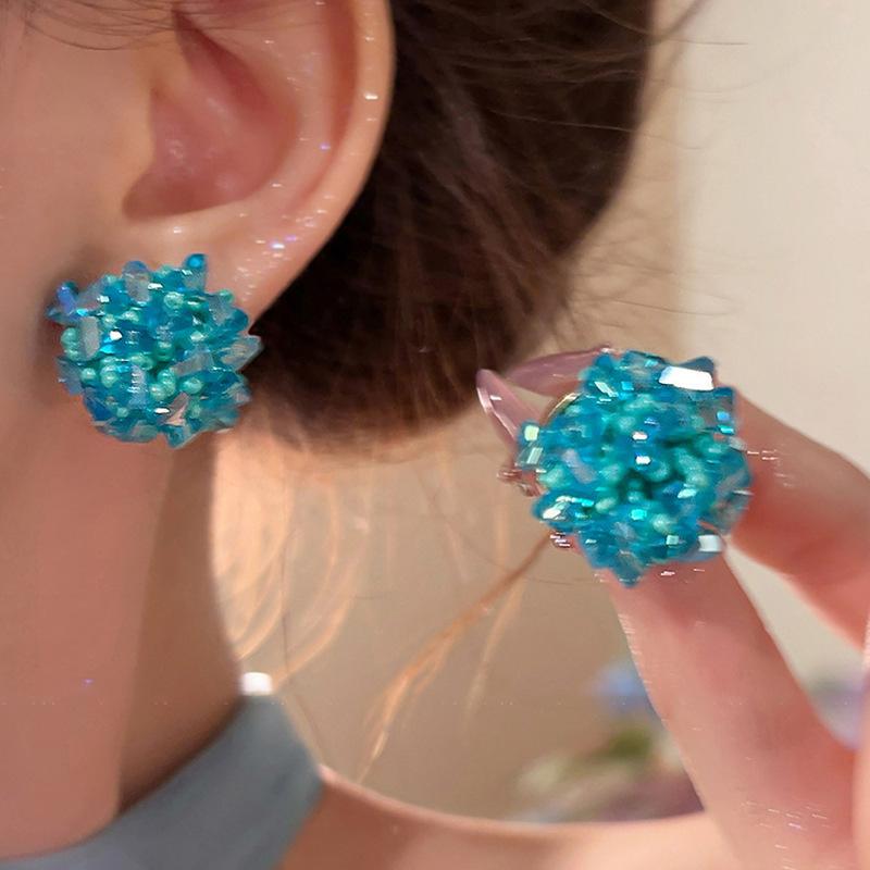 Dopamine Geometry Element Ring Earrings Women's Round Face Explosion Premium Sense Earrings Niche Design Stud Earrings Sweet Earrings