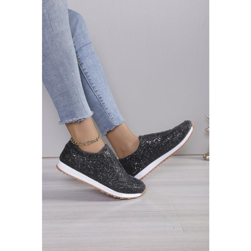 Plus Size Sequined Athletic Flats for Women Spring 2025 New Arrival Fashionable Casual Flats Comfortable Lightweight Women's Shoes