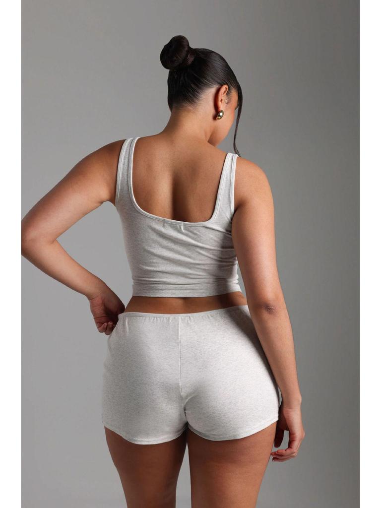 Trendy Women's Knit Sleeveless Vest and Shorts Set - Two-Piece Sporty Casual Lounge Wear.