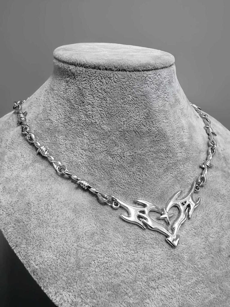 Geometric Heart Necklace With Electroplated Alloy Pendant For Men And Women