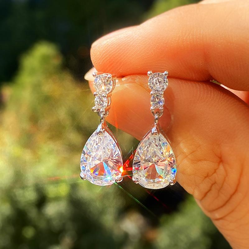 

BELLA BOX классические большие капли воды с кубическим цирконием, женские свадебные серьги-капли, ювелирные изделия, элегантные вечерние серьги для девочек, вневременные серьги белый