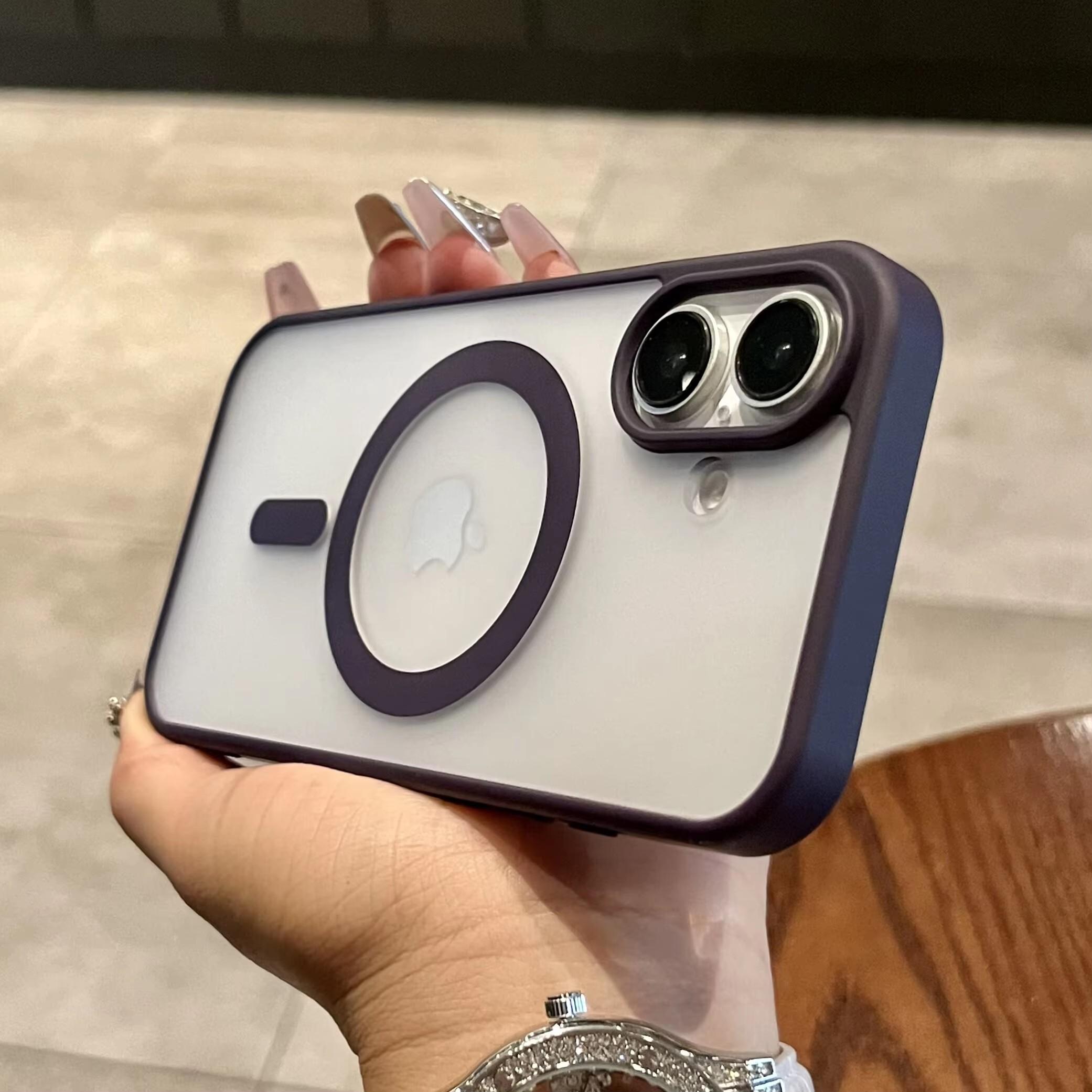 

Роскошный чехол для беспроводной зарядки Magsafe для iPhone 16 13 14 15 Pro Max, прозрачные противоударные магнитные чехлы для телефонов, аксессуары For iPhone 13 темно-фиолетового