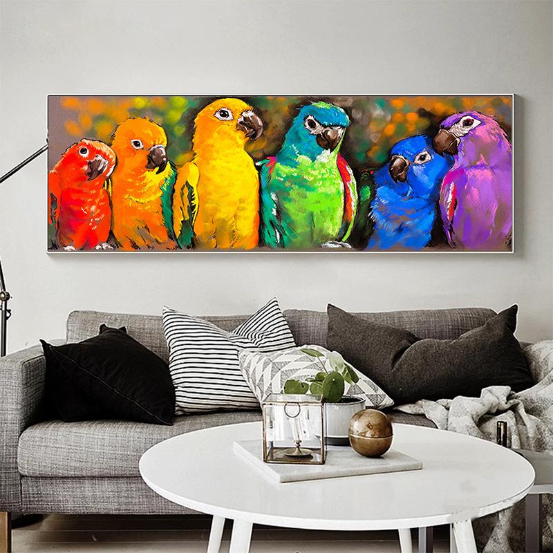 Colorful Parrot Abstract Animal Poster and Prints Wall Art Picture for Living Room Home Decoration Canvas Painting Gifts Cuadros