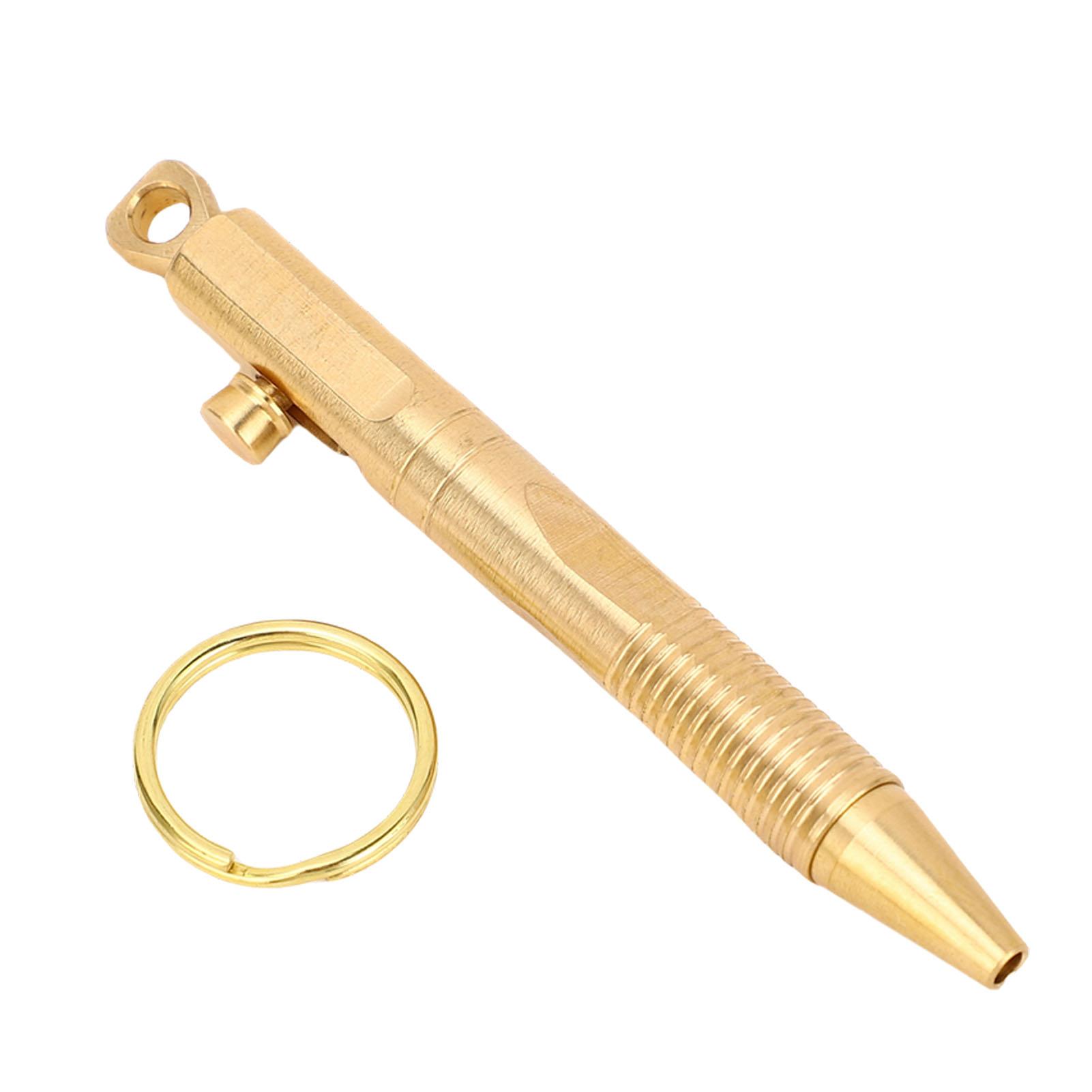 Мини шариковая ручка с быстрым выпуском, латунная карманная компактная ручка со съемным брелоком сверху для офиса Brass Color
