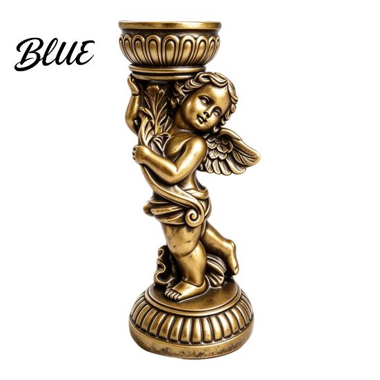Modern Minimalist Home Accents Retro Angel Candle Holder Cupid Roman Column Stand Vintage Statue Decor Figurine Decorative Candlestick for Wedding,