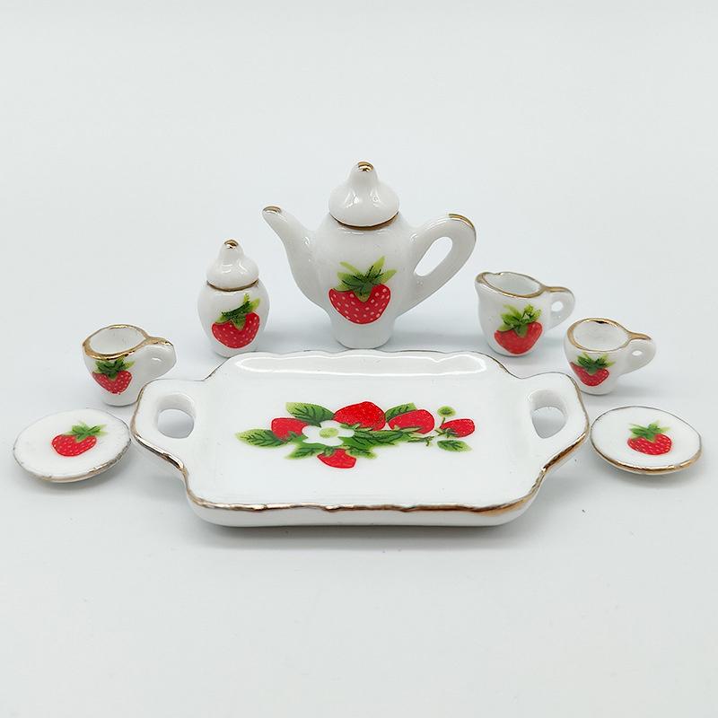 1 Set Miniature Tableware Pretend Play Toy 1:12 Dollhouse Mini Kitchen Ceramic Tea Cup For Doll Accessories