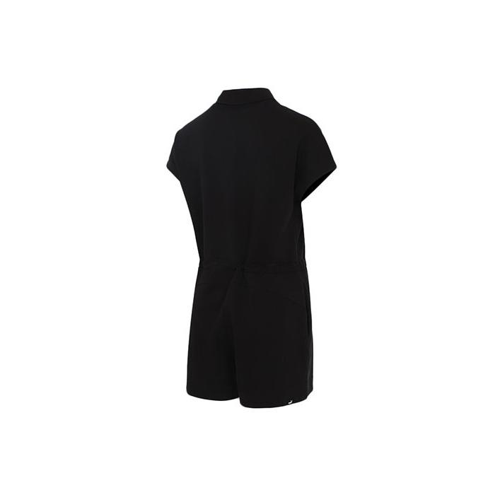 Puma SS21 Solid Color Zipper Drawstring Romper Women Romper Black 532849-01