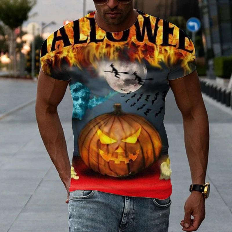 

Мужская футболка с короткими рукавами и принтом Хэллоуина с 3D-принтом, повседневная футболка с круглым вырезом для занятий спортом на открытом воздухе, летняя M