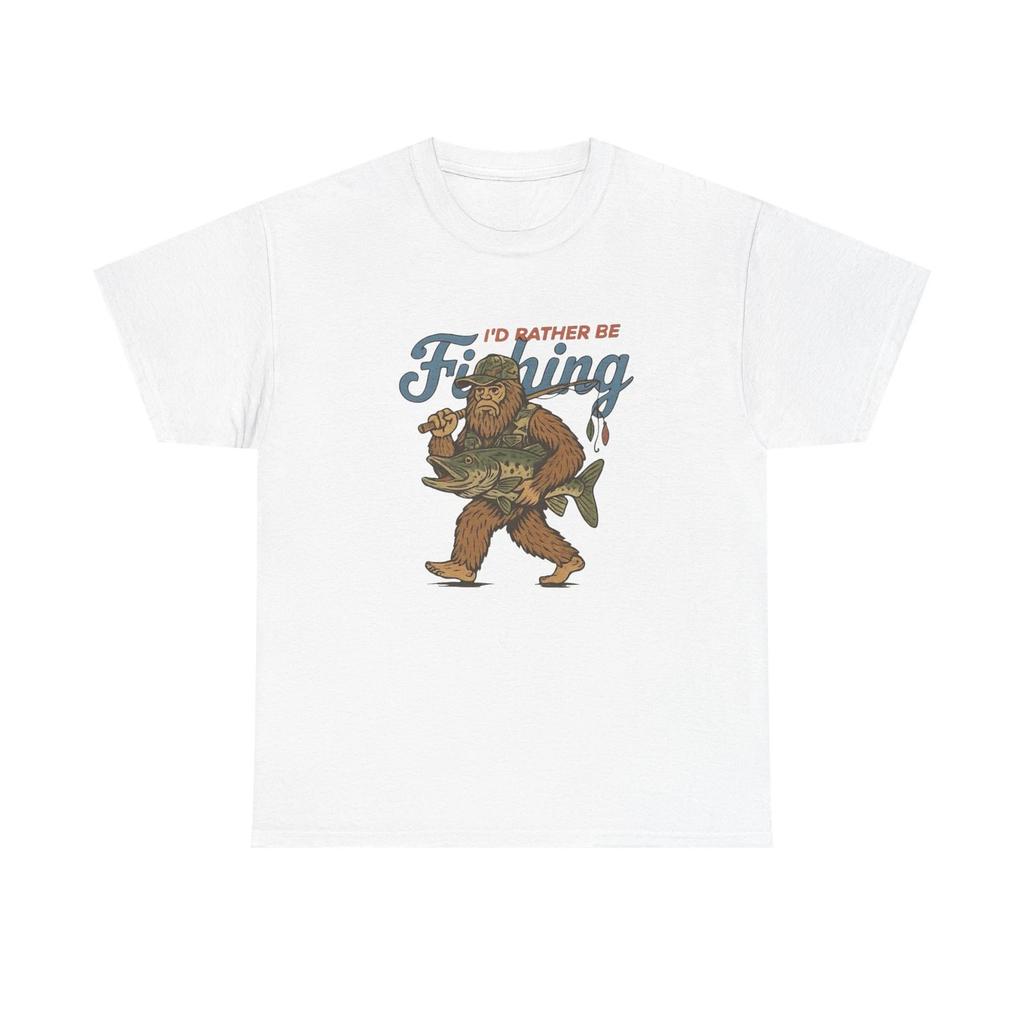 Id Rather Be Fishing Graphic T Shirt Unisex Heavy Cotton Tee