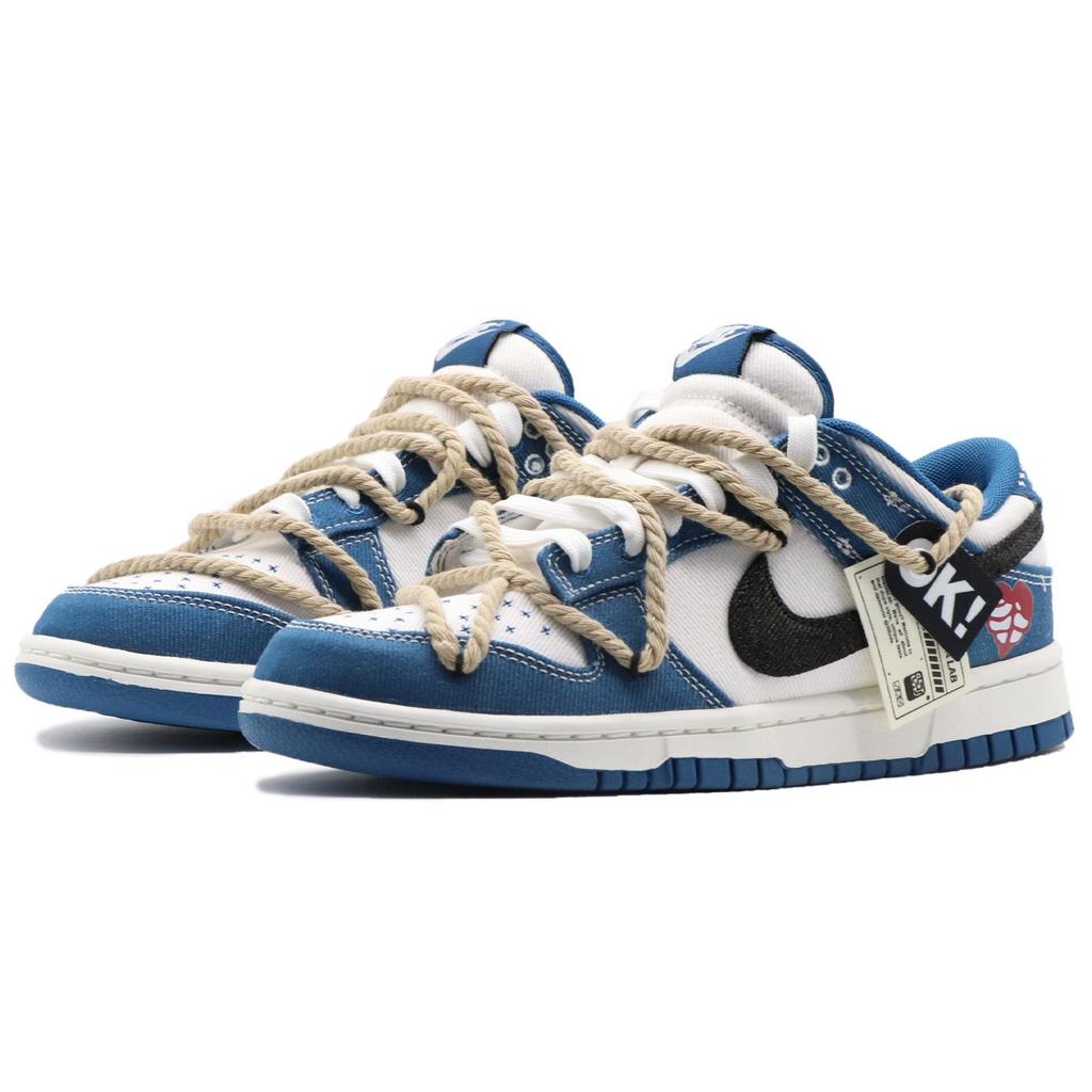 Nike Dunk Slip Resistant, Abrasion Resistant, Lightweight Low top Skateboard Shoes Men's Black White Blue DV0834-101(Team57-)