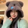 Korean Version of Cute Koala Knitted Woolen Hat for Women In Autumn and Winter Cycling To Keep Warm Ear Protection Hat Straps To Make The Face Smaller