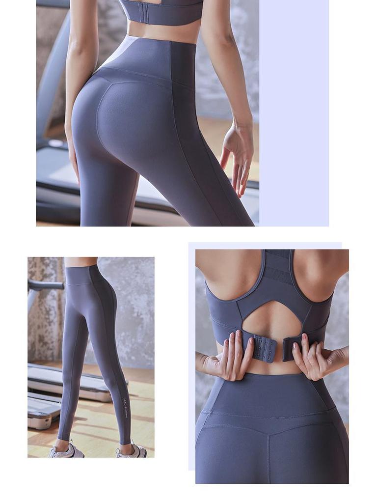 Women's Two-Piece Autumn Yoga Set: Padded Beautiful Back Sports Bra & High-Waisted Butt-Lifting Leggings