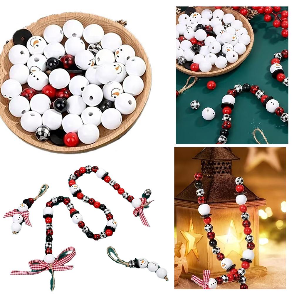 80 st Jul Snögubbe Träpärla med Snöre Halsduk Julpärla DIY Hantverk Jultema DIY Pärlset Gåva till Vänner