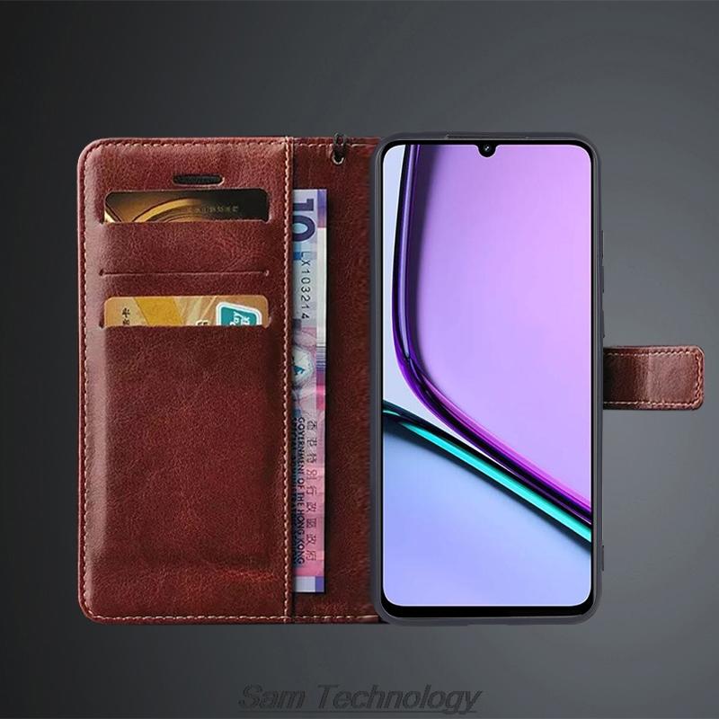 Pouzdro na karty s pouzdrem pro OPPO Realme Note 60 / Realme Note60 z umělé kůže, retro peněženka, pouzdro pro firmy, pouzdro Coque