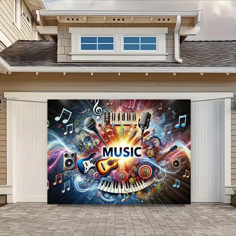 Vibrant Music Notes Backdrop Musical Instruments Rock Party Background for Photoshoot