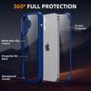 Coque de protection pour iPhone 17 - BOOLING - Hybride Antichoc - Transparent - Bordure Bleu Marine - 360°