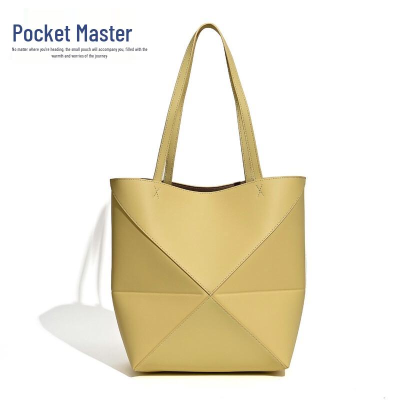 Douxiaozhu Puzzle Geometrická Deformovatelná Hovězí Kůže Skládací Tote Taška přes Rameno