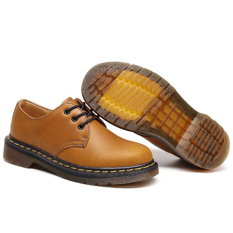 First Layer 1 Low-top Martin Shoes Men's Leather Crazy Horse Brown Large Size Short Boots Round Head Men's and Women's Casual Tooling Shoes