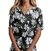 Women's T Shirt Tee Print Button Short Sleeve Daily Weekend Fashion Basic V- Neck Regular Top