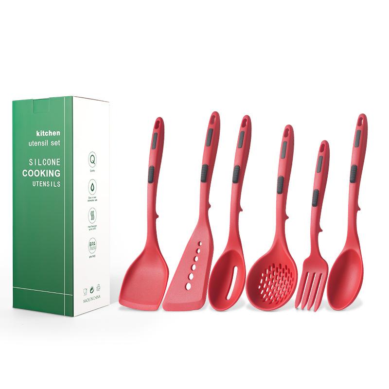 Set 6 Utensili da Cucina in Silicone Antiaderente Spatola Crema Burro Coltello Raschietto Pennello Olio Frusta Clip per Alimenti Utensili da Cucina