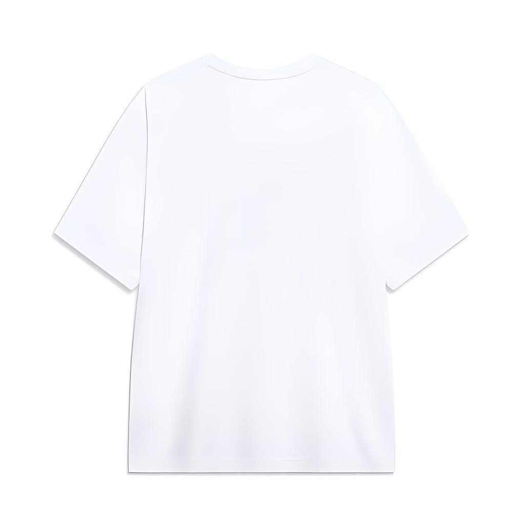 Li Ning Sports Fashion Series Logo Letter Round Neck Comfortable Versatile Breathable Loose Short Sleeve T-Shirt Unisex T-Shirt White AHSUC07-2