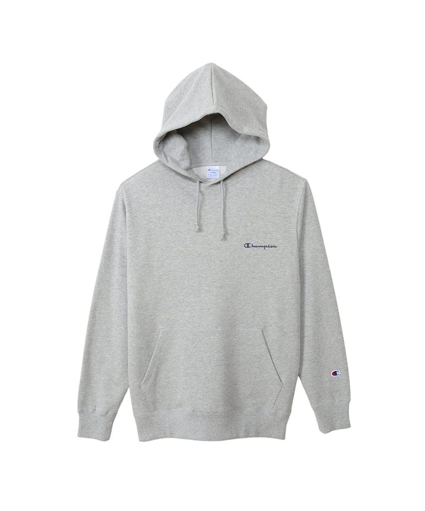 Champion Basic Long Sleeve Cotton Hoodie with USA Script Oxford Men's Logo, Gray, C3-Y119