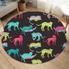 Watercolor Circular Carpet Tiger Print Carpet Living Room Dressing Room Sofa Border Sliding Mat Home Decoration