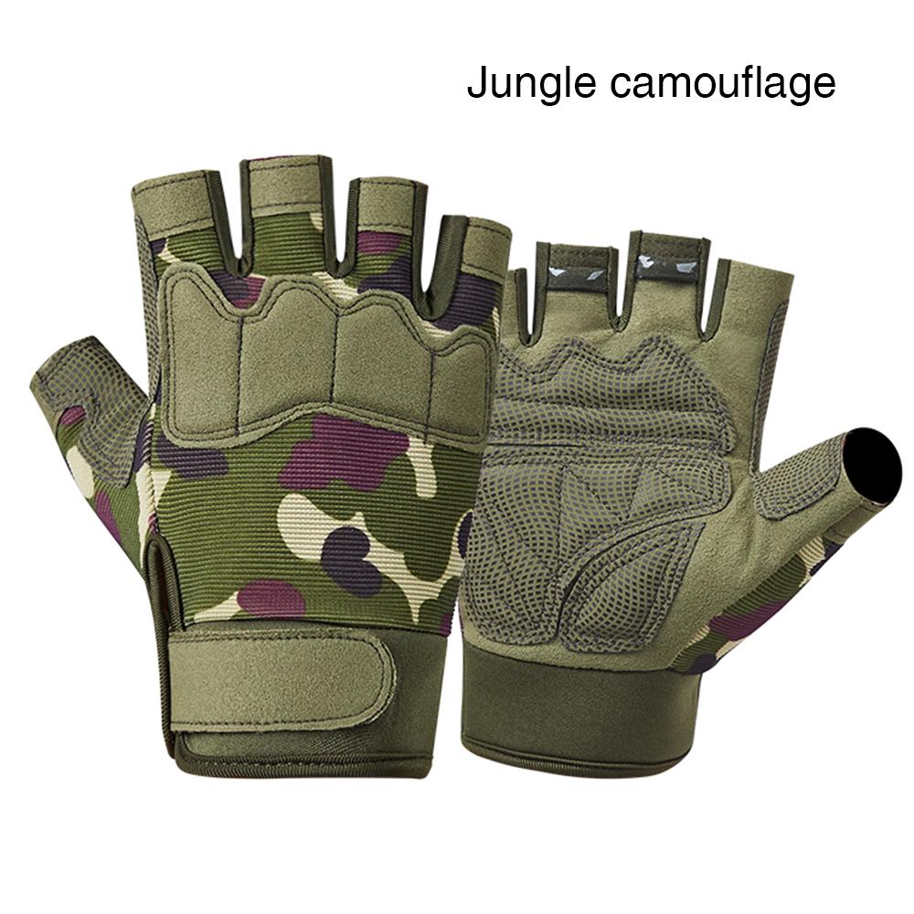 Tactical Gloves Fingerless Gloves for Men Riding Work Gear Anti Skid Camo Fleece Half Finger Gloves