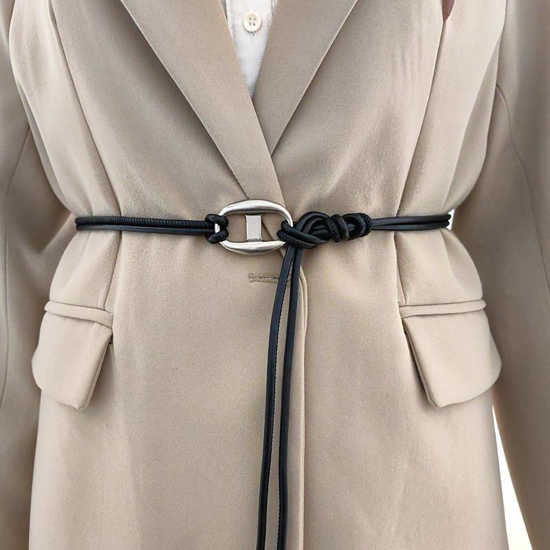 Style Minimalist Womens Thin Rope Waist Belt Metal Buckle Dress Shapewear Belt