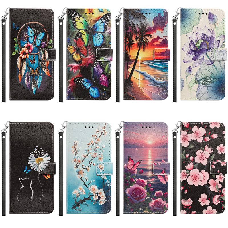 Note15/Note14/Note13 Pro+ Sonnenuntergang Bemalte Hülle für Xiaomi Redmi Note 15 14 13 12 11 Pro 10 9 Pro Plus Brieftasche Lederhülle Hülle