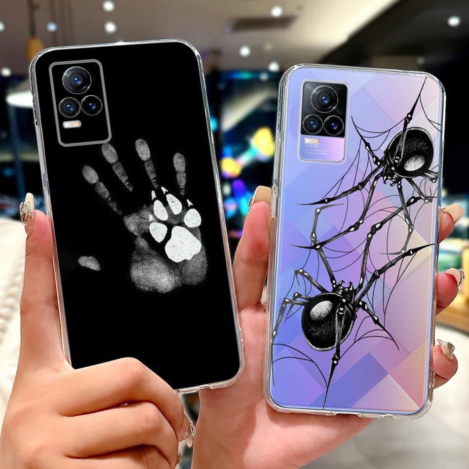 For Vivo V21e V2061 / V21 4G 5G V2050 V2066 Phone Case VivoV21e V 21 4G Elegant Floral Cat Printing Soft Silicone TPU Cases