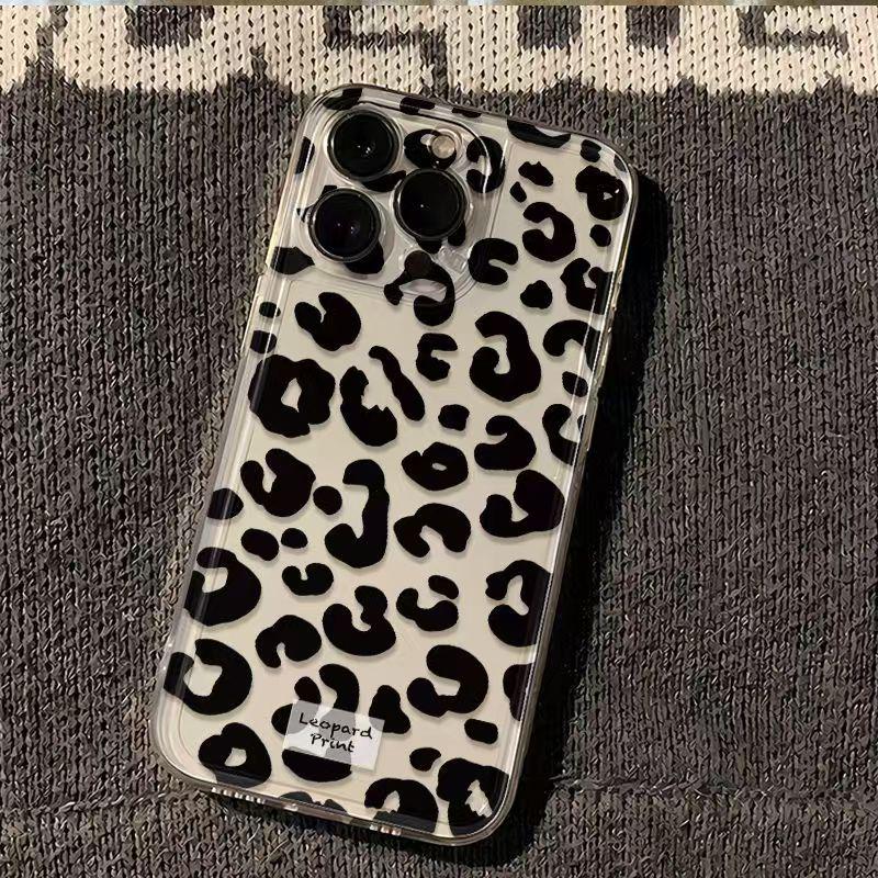 Black Leopard Print Case for iPhone 17 Pro Max, 16/17, 15/14 Cross-Compatible, Soft Cover for 13