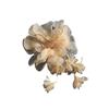 Reusable Handmade Flower Brooch Tassels Fabric Corsage Elegant Organza Flower Applique  Dance