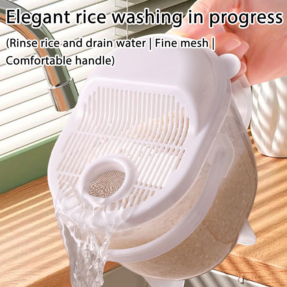 Rice Washer Kitchen Colanders Strainer Bowl With Lid Multifunctional Plastic Washer Rice Washing Kitchen Tools