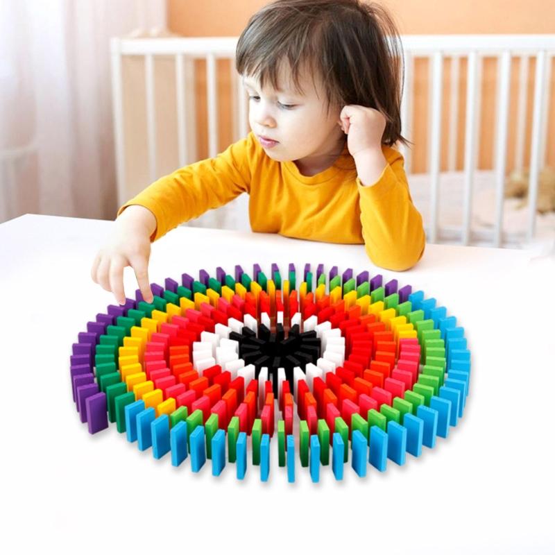 120Pcs Wooden Dominos Blocks Set Kids Game Educational for Play Toy Domino Racing Toy Game Preschool Table Toy Best Gift