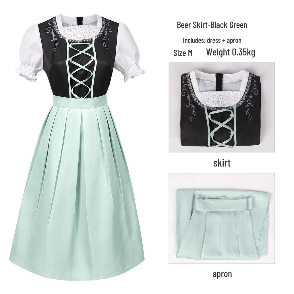 2025 Euro-American Beer Fest Women's Lace Maid Dress Set, Color Block, Plus Size Skirt