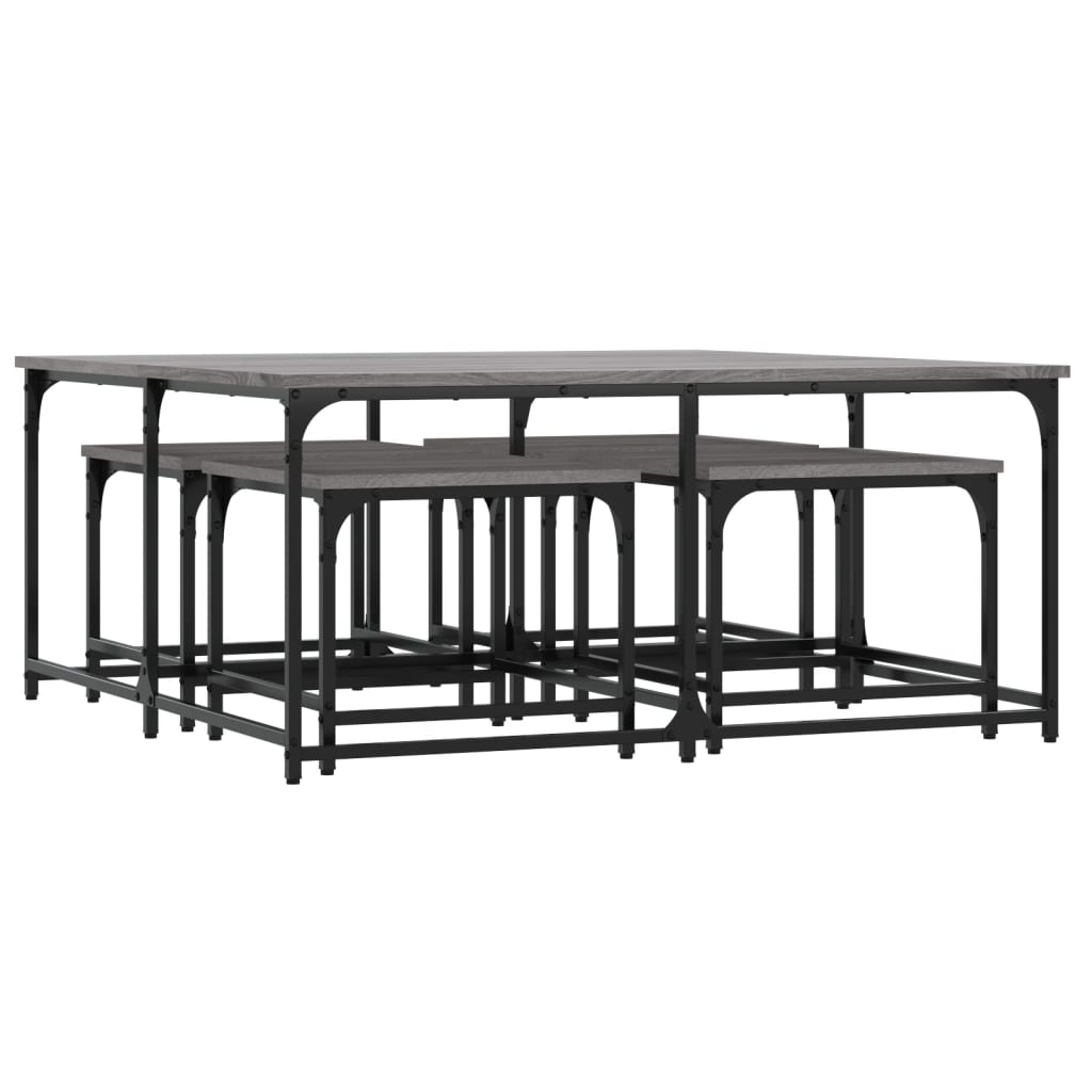  Coffee Tables, Nestable, 5 Pcs, Grey Sonoma Oak