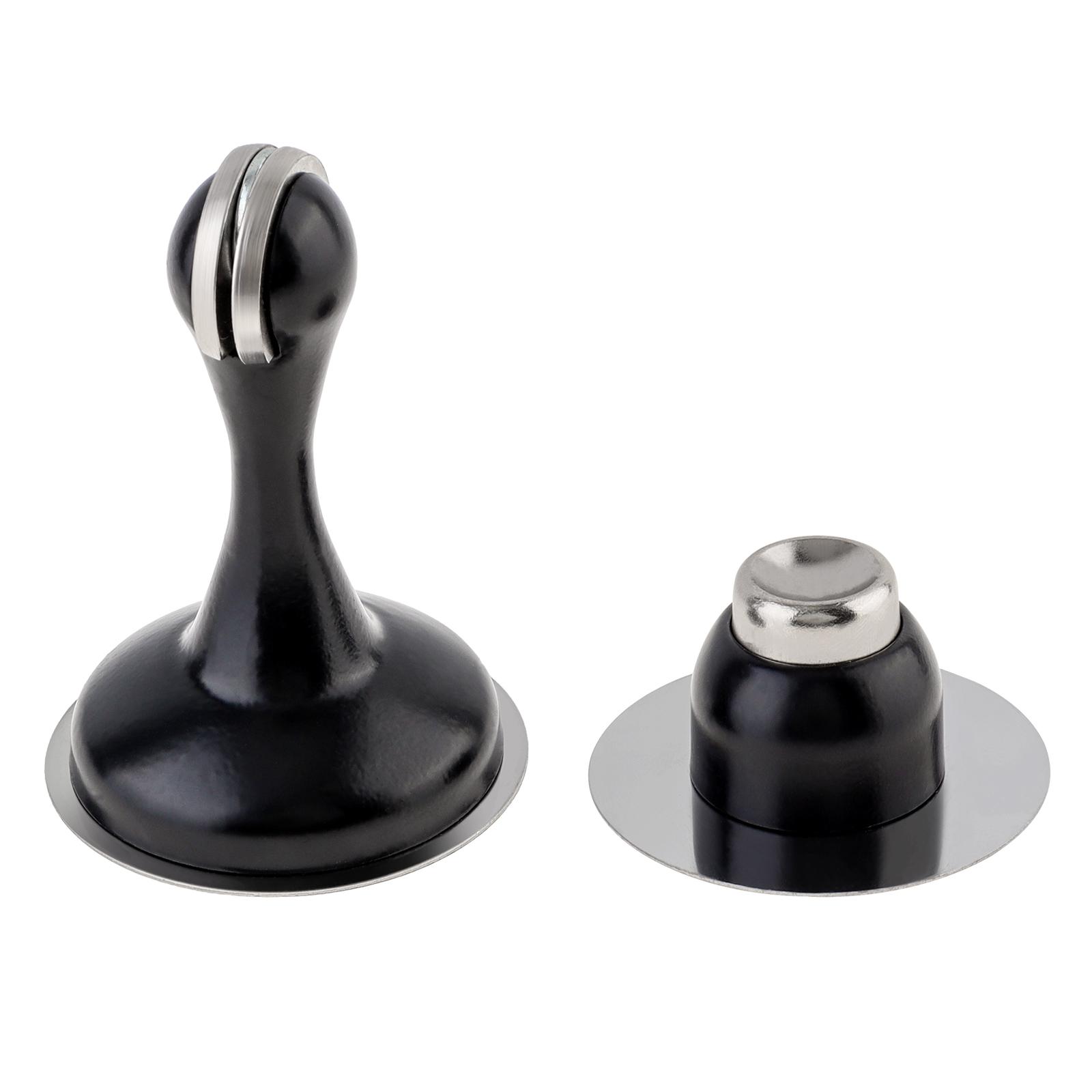

Stainless Steel Magnetic Door Stop Wall Floor Mount Heavy Duty 3D Adhesive No Drill Universal чорний