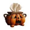 2025 Halloween Pumpkin Tissue Box Spooky Pumpkin Toilet Paper Holder with Eyes for Living Room Nightstand Halloween Desk Kitchen