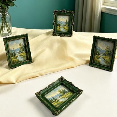 Mini Baroco Style Photo Frame Green Photo Display Holders Picture Frame Ornaments  Living Room
