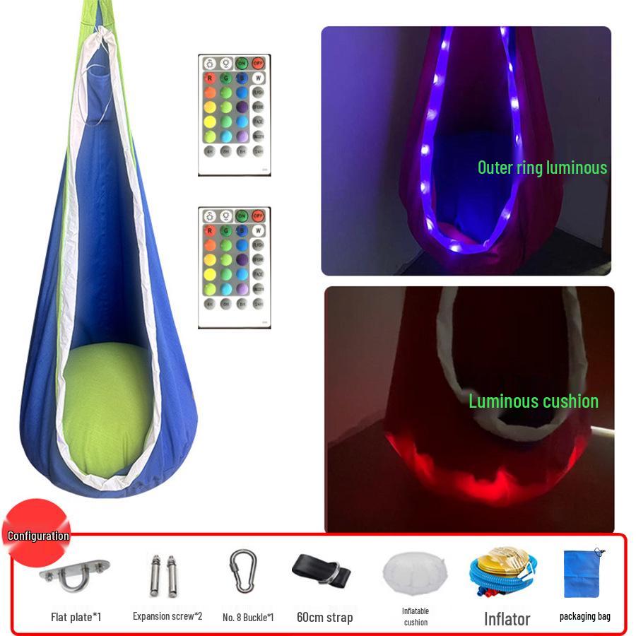LED-Lit Portable Hanging Chair for Kids – Indoor/Outdoor Creative Nylon Swing
