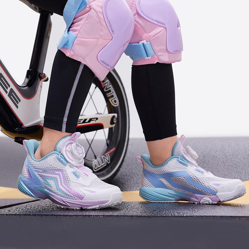 Anta PU Balance Bike Anti-Kick Shock Absorption Low-Top Childrens Running Shoes Kids running shoes White Purple 322329961-1