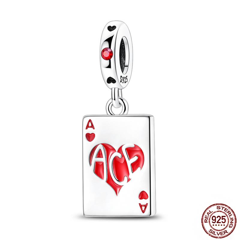 Copper Loveheart Charms Beads Cute Cat Panda Poker Phone Charm Pendant Fit Original Bracelet Diy Jewelry Women Gift