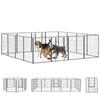 Puppy Playpen, Modular Design, 16 Panels, 2 Doors, Weatherproof, Steel, 3.2 X 3.2 X 1 M, Grey